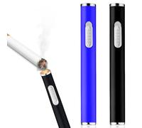 2 accendini USB, 8,6 cm, piccoli accendini elettrici, ricaricabili, accendini elettrici, senza fiamma (nero e blu)