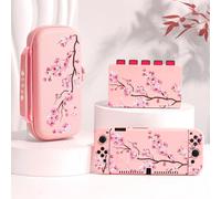 2 accessori nuovi del 2025, custodia/cover protettiva con design a fiori di ciliegio rosa, compatibile con Switch 2/Switch NS/Switch OLED/Lite, adatta per console Switch 2/Switch, set completo inclusa
