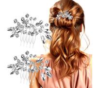 2 accessori per capelli da sposa in cristallo, per matrimonio, elegante, per donne e ragazze, per appuntamenti di coppia, shopping con la migliore amica, tè Afternoon