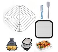 2 accessori per friggitrice ad aria per Ninja CRISPi FN101EU, paraspruzzi magnetico in acciaio inox, accessori per airfryer, paraspruzzi antigrasso con rete a maglia fine e griglia in acciaio inox