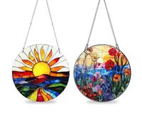 2 acchiappasole per finestra, da appendere, grande con catena e gancio, decorazione per finestra, per giardino, balcone, soggiorno, camera da letto (20 x 20 cm)