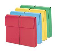 2" Accordion Expansion Wallet, Elastic Cord, Ltr, Blue/Green/Red/Yellow, 50/Box