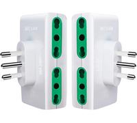 2 ADATTATORE SPINA PIATTA QUADRUPLA EXTRASTAR 16A 4 PRESE 10/16A BIPASSO 1500W