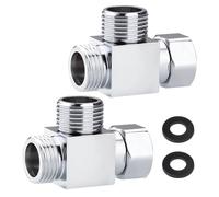 2 adattatori a forma di T in ottone cromato da 1/2", 3 vie, valvola di conversione per WC, valvola di deviazione a 3 vie, valvola di commutazione da 1/2", 1/2", in ottone, giunto a T per WC, bagno,
