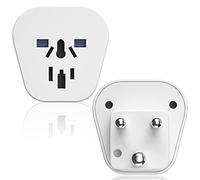 2 adattatori da viaggio universali a India, misura piccola, EU 4,0 mm/UK/CH/IT/US/AU a tipo D, 2500 W, per India Nepal, bianco