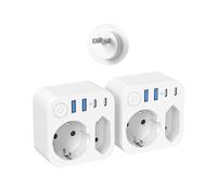 2 adattatori da viaggio USA con 4 USB (2 tipo C), adattatore da viaggio con interruttore (EU to JP)