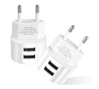 2 adattatori per presa USB, 2 porte, caricatore multiuso, 5 V, 2,1 A, compatibile con prese IP44 e avvolgicavo, presa multipla con 2 prese USB per smartphone, tablet