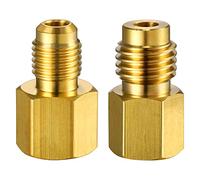 2 adattatori per refrigerante in ottone 6015 R134A, adattatore da 1/2 femmina a 1/4 maschio