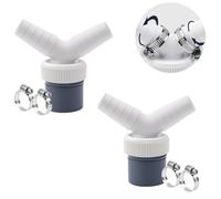 2 adattatori per scarico della lavatrice, doppio connettore, tubo Ø 40 mm e ingresso Ø 18-23 mm, con 2 fascette stringitubo, per lavatrice e lavastoviglie asciugatrice