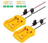 2 adattatori Power Wheel per batteria Dewalt da 18 V/20 V, adattatore per batteria, connettore dock Power Connector 12 AWG con fusibile e interruttore, kit di conversione della batteria, adattatore