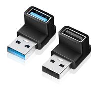 2 adattatori USB 3.0 ad angolo di 90 gradi, angolo verso l'alto e verso il basso, spina USB-A a presa U-S-B-A, ricarica rapida e trasferimento dati per PC, laptop, power bank, convertitore OTG, 5 Gbps