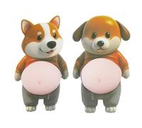 2 adesivi a forma di ventre a forma di animale, adesivi 3D a forma di cane, in morbido silicone, antistress, per custodia del telefono e laptop, simpatici adesivi fidget per bambini e adulti, diario e