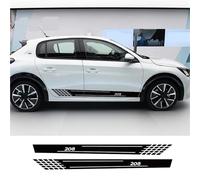 2 adesivi a strisce per minigonne laterali per portiera auto adatti per Peugeot 208 GT Tuning Accessori auto Linea grafica(Glossy Black)