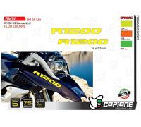 2 Adesivi becco / parafango Moto BMW R 1200 gs standard fluo 245 x 25 mm