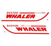 2 adesivi Boston Whaler per motore fuoribordo per barche e scafi balenieri, grado marino (rosso)