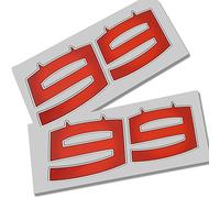 ! 2 adesivi con numero “99” di Jorge Lorenzo, con entrambi i numero rossi