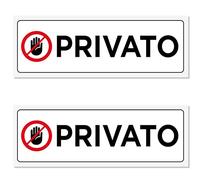 2 Adesivi con scritta PRIVATO cm 15x5 | Targhette per Porte e Altro | In Vinile Adesivo Resistenti all'Esterno | 2 Pezzi