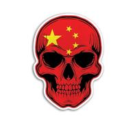 2 adesivi con teschio cinese da 10 cm, bandiera asiatica cinese, viaggi, vacanze, pirati, divertenti per bambini, ragazze, ragazzi, uomini, donne, album di ritagli, adesivi #82081