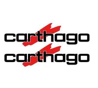 2 ADESIVI, COPPIA STICKERS CHARTAGO DECALCOMANIE SCRITTE CAMPER CARAVAN HOBBY