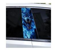 2 Adesivi Decorativi Per Montanti B Dell'auto, Un Lupo Feroce, Adesivo Fai Da Te Per Colonna Centrale Dell'auto(C)