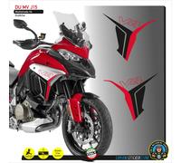 2 ADESIVI DUCATI MULTISTRADA V4 FIANCHETTI LATERALI NERO ROSSO DU MV J15