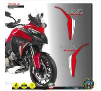 2 ADESIVI DUCATI MULTISTRADA V4 Sport FIANCHETTI LATERALI ROSSO BIANCO DU MV J8
