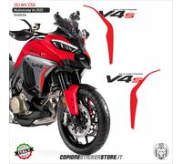 2 ADESIVI DUCATI MULTISTRADA V4 V4s 2025 FIANCHETTI LATERALI Nero e Rosso C5X