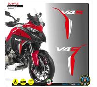 2 ADESIVI DUCATI MULTISTRADA V4S FIANCHETTI LATERALI ROSSO e BIANCO DU MV J5