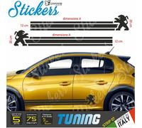 2 ADESIVI FASCE LATERALI FIANCATA AUTO UNIVERSALI 208/207/206 LEONE TUNING