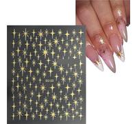2 adesivi for unghie brillanti con stella a quattro punte - Nail art autoadesiva 3D(Gold)