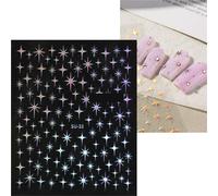 2 adesivi for unghie brillanti con stella a quattro punte - Nail art autoadesiva 3D(Pink)