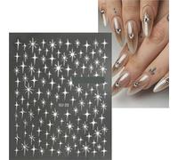 2 adesivi for unghie brillanti con stella a quattro punte - Nail art autoadesiva 3D(Silver)