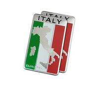 2 adesivi in alluminio a forma di scudo con bandiera dell'Italia Italia per paraurti e finestrini, decorazione esterna (Italia, 5 x 8 cm)
