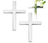 2 adesivi in metallo con croce di Gesù Cristo, adesivi 3D per auto, a prova di scolorimento e resistenti alle intemperie, emblema per auto, camion, moto (argento)
