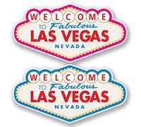2 adesivi in vinile con scritta "Las Vegas", per iPad, laptop, auto, valigie, etichette da viaggio #4812 (10 cm di larghezza x 5,2 cm di altezza)
