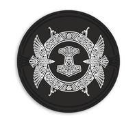 2 adesivi in vinile con scudo vichingo da 10 cm, martello di Thor, Odino, funerale, corvo, corvo, #70863