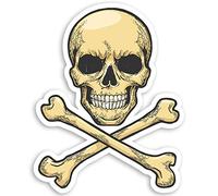 2 adesivi in vinile con teschio e ossa incrociate, 10 cm, motivo: pirata #34040 (10 cm di altezza)