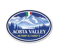 2 adesivi in vinile Valle d'Aosta da 10 cm, Italia, stazione sciistica italiana, snowboard, montagne, viaggi, vacanze, località, album di ritagli, #83531