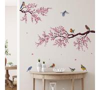 2 adesivi murali con uccelli floreali, carta da parati per cameretta dei
