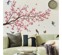 2 adesivi murali con uccelli floreali, carta da parati per cameretta dei