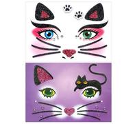 2 Adesivi Per Il Viso Per Gatti, Accessori Per Il Gioco Di Ruolo, Adesivi Per Il Viso Per Il Trucco Del Viso, Adesivi Per Tatuaggi Per Il Viso Temporaneo.