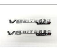 2 adesivi per parafango V8 Biturbo 4 Matic+ cromati per Mercedes Benz
