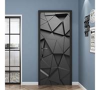 2 adesivi per porta in PVC 3D per porta fai da te, colore nero, geometrico, porta, parete, finestra, PVC, autoadesivi, geometrie, geometrie, colore nero