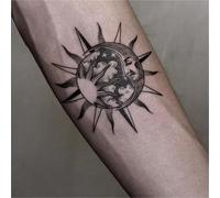 2 adesivi per tatuaggi a base di erbe con succo di sole e luna per uomini e donne, semipermanenti, antiriflesso, impermeabili, della durata di 2 settimane, tatuaggi finti