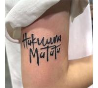 2 adesivi per tatuaggi a base di erbe, semipermanenti, impermeabili, a lunga durata, per uomo, con scritta "Forever Happy No Worries Juice", in inglese, per sempre felici, senza preoccupazioni, per il