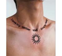 2 adesivi per tatuaggi con collana al collo e sole per uomini e donne, tatuaggi semipermanenti, tatuaggi finti realistici, durano 7-15 giorni, tatuaggi temporanei impermeabili, non riflettenti e atoss