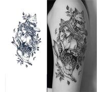 2 adesivi per tatuaggi con succo di braccio di volpe femmina per uomini e donne, tatuaggi semipermanenti, tatuaggi finti realistici, durano 7-15 giorni, tatuaggi temporanei impermeabili, non rifletten