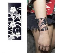 2 adesivi per tatuaggi con succo di fiori di ciliegio e anello da braccio per uomini e donne, tatuaggi semipermanenti, tatuaggi finti realistici, durano 7-15 giorni, tatuaggi temporanei impermeabili,