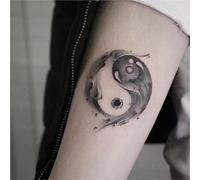 2 adesivi per tatuaggi con succo di pesce yin e yang tai chi, tatuaggi semipermanenti, tatuaggi finti realistici, tatuaggi temporanei che possono durare 7-15 giorni impermeabili antiriflesso atossici