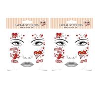 2 adesivi per tatuaggi facciali del Carnevale di Colonia, per donne e uomini Colonia Araf Cuore rosso e bianco Tatuaggio finto per il viso Accessori per il trucco per adulti